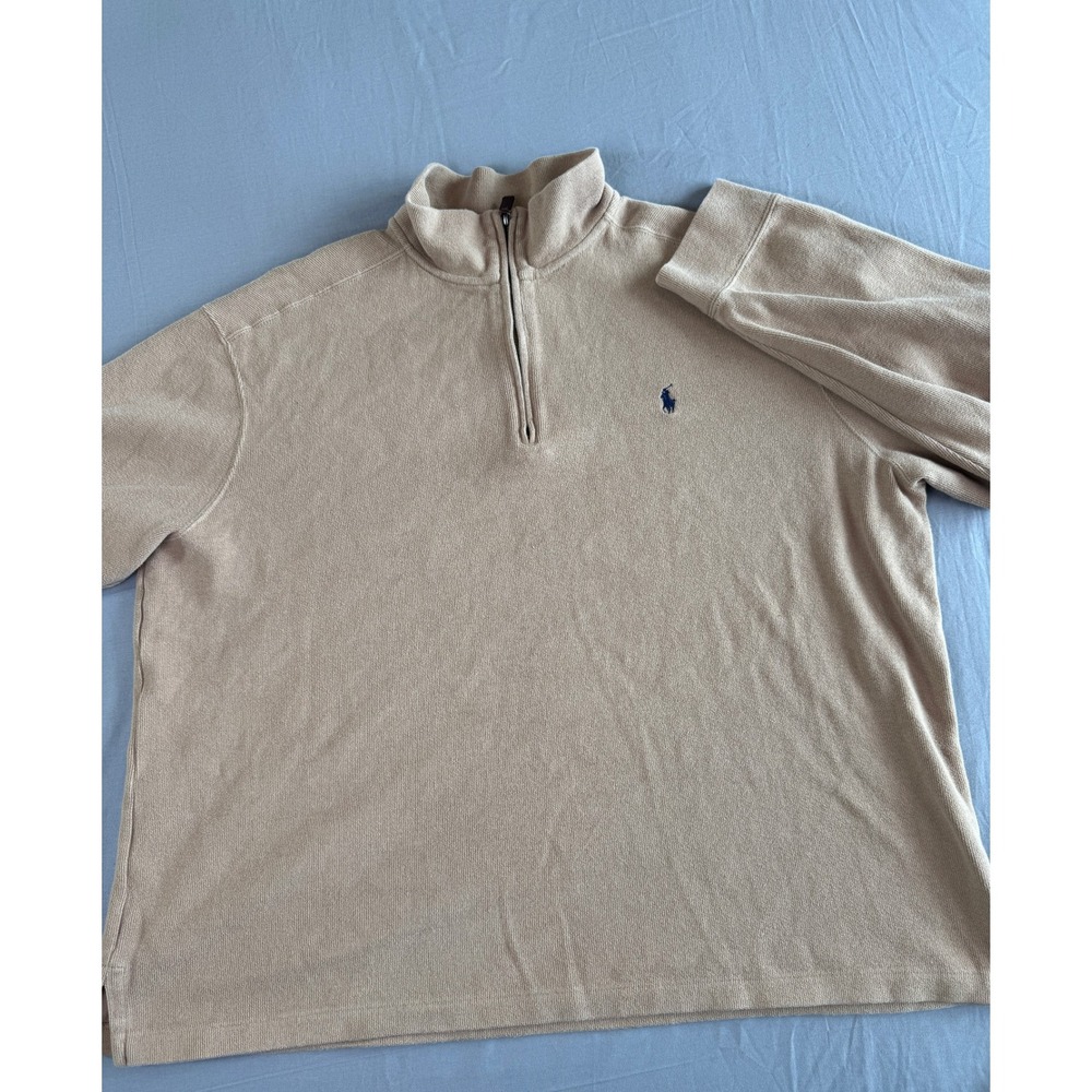 Polo Ralph Lauren Sweater XXL Tan Quarter Zip Pullover Long Sleeve Shirt